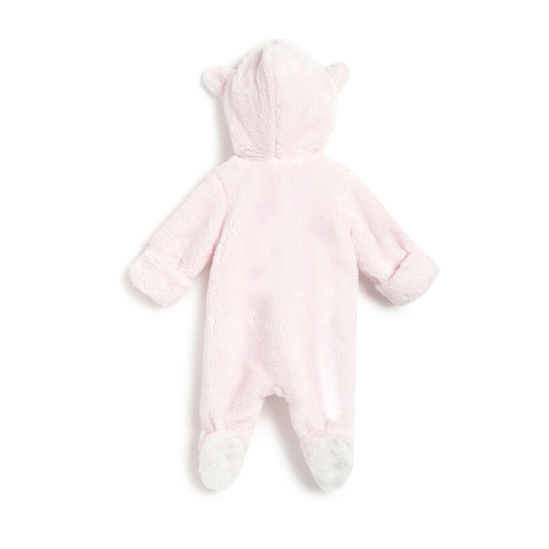 Girls Light Pink Solid Front Opening Babysuit image number 1